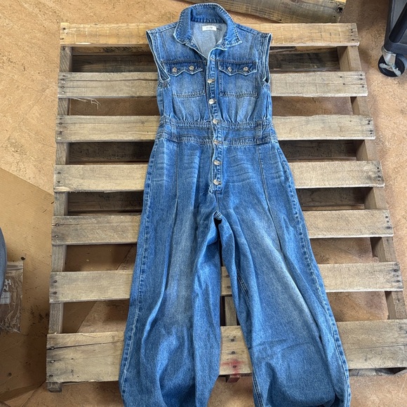 Bluivy Pants - Bluivy Denim Sleeveless Jumpsuit in Blue